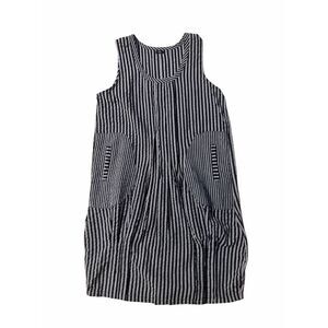 Tulip Clothing Santa Fe Dress Black & Gray Striped Balloon Lagenlook L